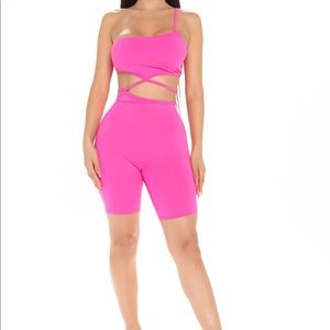 pink cut out romper